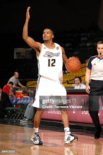 Cliff Clinkscales of the Erie BayHawks moves the ball up court against the Albuquerque Thunderbirds during the NBA D-League Showcase at McKay Events...