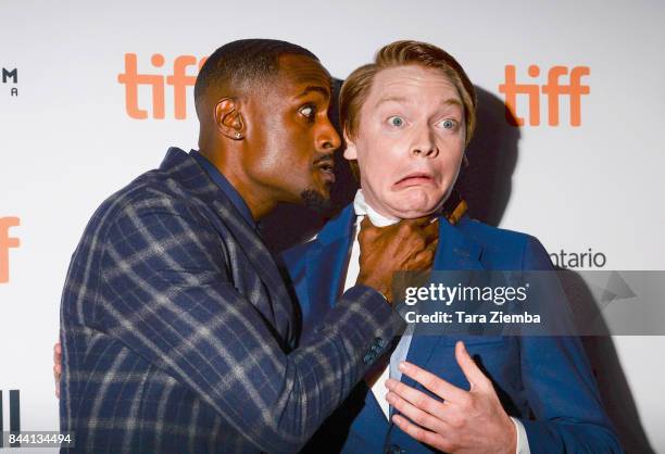 Jackie Long and Calum Worthy attend the 'Bodied' premiere during the 2017 Toronto International Film Festival at Ryerson Theatre on September 7, 2017...