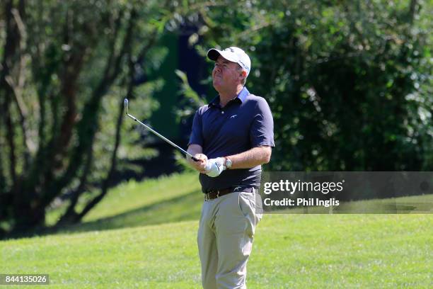 Greg Turner of New Zealand in action during the first round of the Senior Italian Open presented by Villaverde Resort played at Golf Club Udine on...