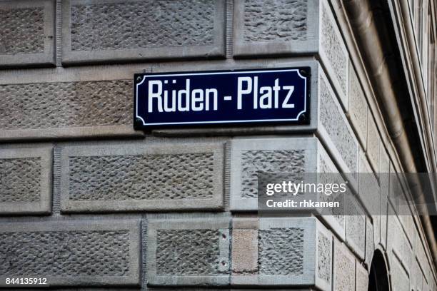 zurich, switzerland - street name sign stock pictures, royalty-free photos & images