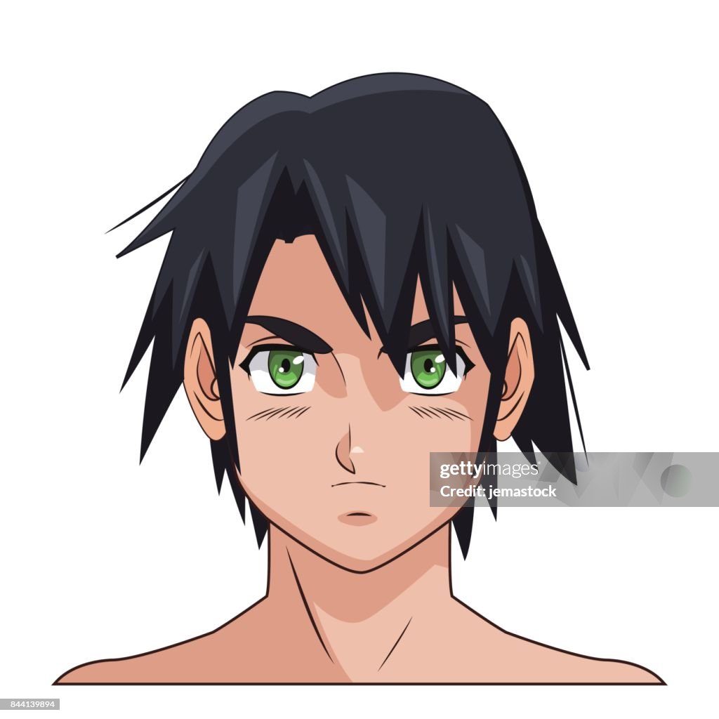 Retrato Cara Manga Anime Pelo Negro Hombre Verde Ojos Ilustración de stock - Getty Images Retrato Cara Manga Anime Pelo Negro Hombre Verde Ojos Ilustración de stock - Getty Images