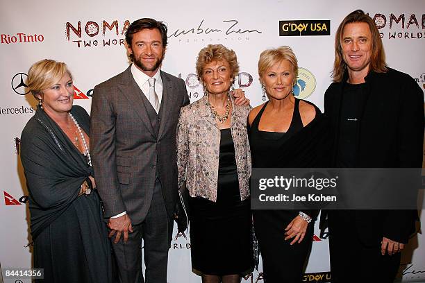 Lisa Fox, Hugh Jackman, Fiona Stanley, Deborra-Lee Furness and Russell James attend the Nomad Two Worlds Preview Exhibit at Donna Karan's Stephan...