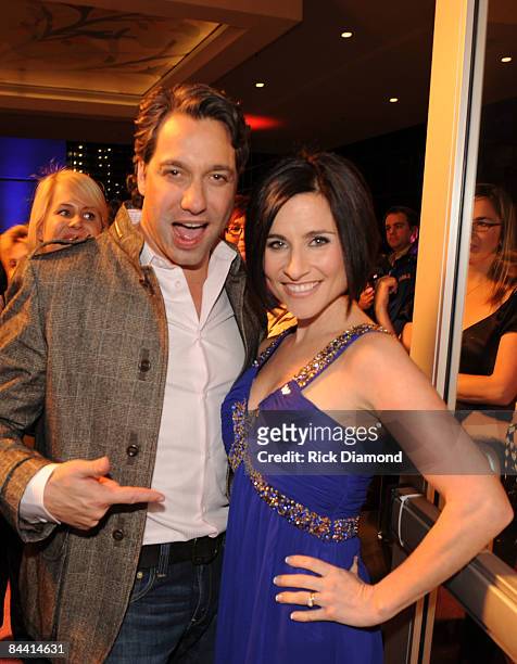 Thom Filicia and Marylouise Fitzgibbon attend the grand opening of the W Atlanta Buckhead Hotel Designed by Thom Filicia on January 22, 2009 in...