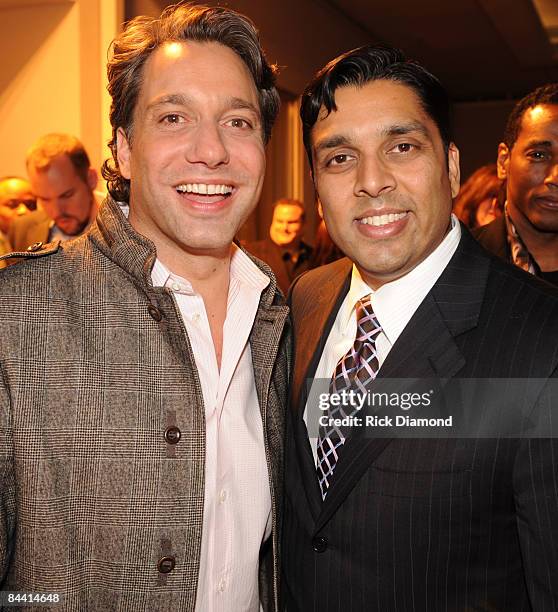 Thom Filicia with CEO Noble Mit Shah attend the grand opening of the W Atlanta Buckhead Hotel Designed by Thom Filicia on January 22, 2009 in Atlanta...