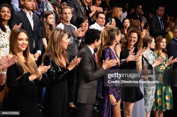 Jessica Alba, Nina Garcia, Zac Posen, Heidi Klum, and Desiree Gruber attend the Project Runway fashion show during New York Fashion Week: The Shows...