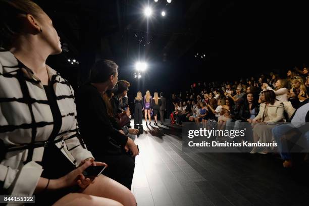 Judges Nina Garcia, Heidi Klum, Jessica Alba, and Zac Posen attend the Project Runway fashion show during New York Fashion Week: The Shows at Gallery...