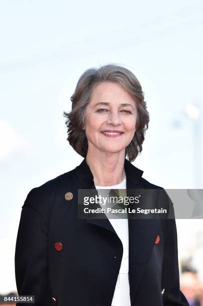 Charlotte Rampling walks the red carpet ahead of the 'Hannah' screening during the 74th Venice Film Festival at Sala Grande on September 8, 2017 in...