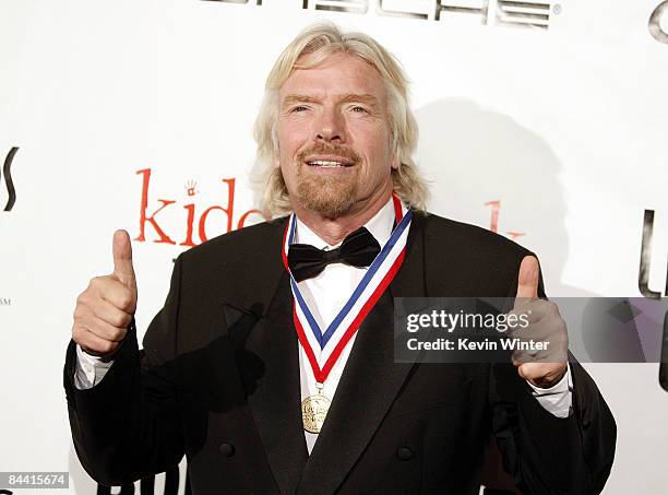 Sir Richard Branson receives the Lifetime Aviation Entrepreneur Award at the 6th Annual Living Legends of Aviation Awards ceremony at the Beverly...