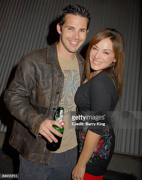 Actors Jason Cook and Jill-Michele Melean attend the 14th Annual Los Angeles Art Show VIP after party held at Bergamot Station on January 22, 2009 in...