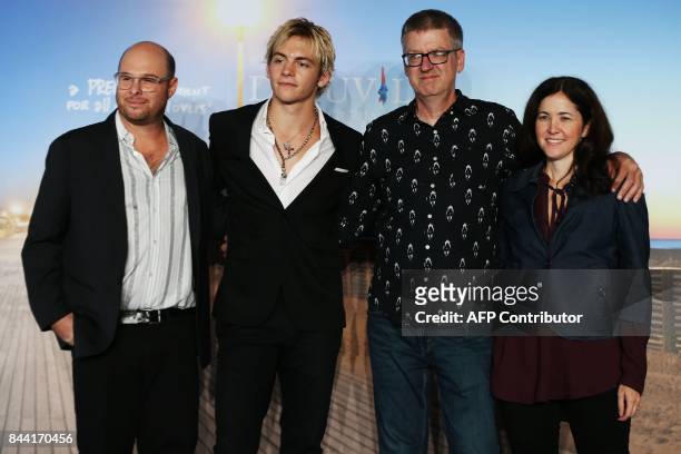 Director Marc Meyers, US actor Ross Lynch, US cartoonist Derf Backderf and US producer Jody Girgenti pose during a photocall for the movie "My friend...