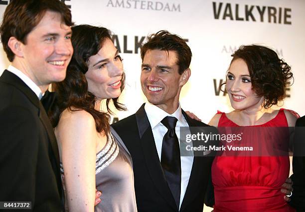 Nathan Alexander, Halina Reijn, Tom Cruise and Carice van Houten attend the Dutch premiere of 'Valkyrie' at Tuschinski Theatre on January 22, 2009 in...