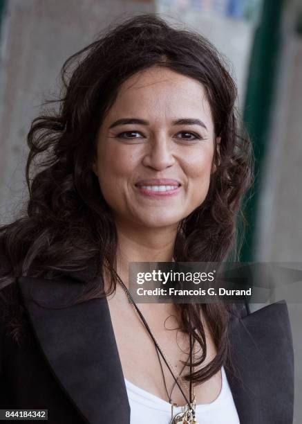 Michelle Rodriguez attends the naming ceremony of her dedicated beach cabana during the 43rd Deauville American Film Festival on September 8, 2017 in...