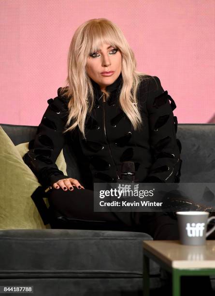 Singer Lady Gaga speaks onstage at the "Lady Gaga: Five Foot Two" press conference during 2017 Toronto International Film Festival at TIFF Bell...