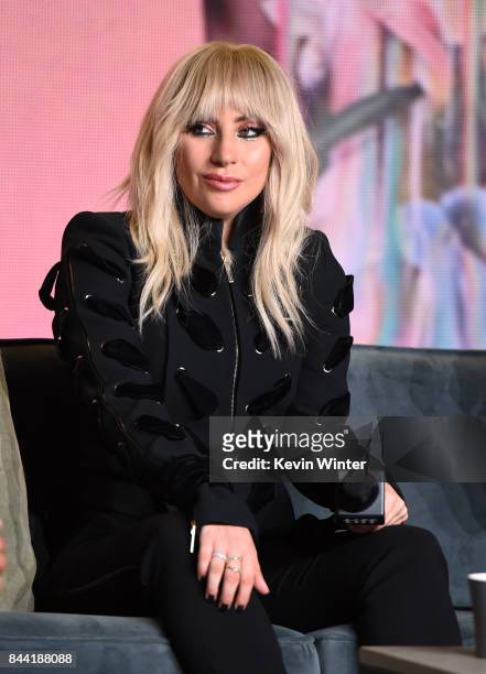 Singer Lady Gaga speaks onstage at the "Lady Gaga: Five Foot Two" press conference during 2017 Toronto International Film Festival at TIFF Bell...