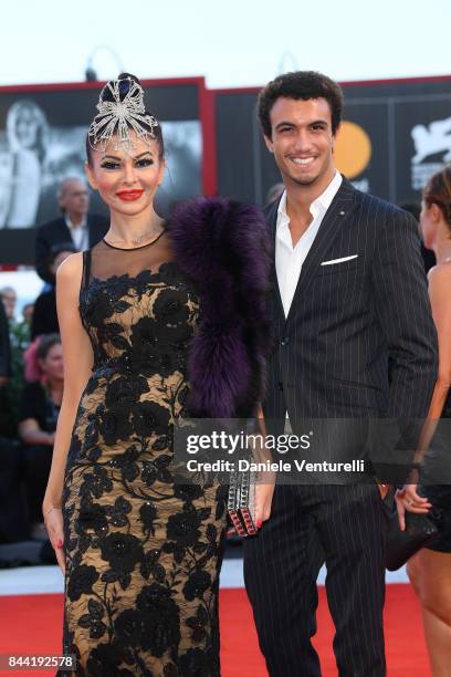 Consuela Di Monaco and a guest walk the red carpet ahead of the 'Racer And The Jailbird ' screening during the 74th Venice Film Festival at Sala...