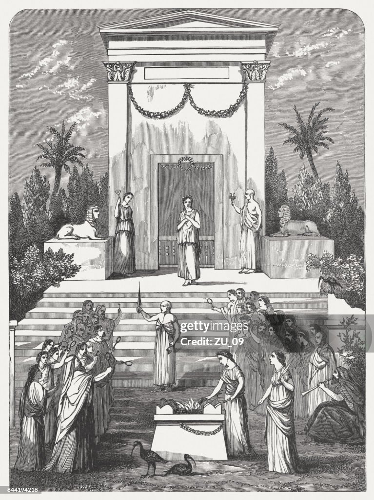 Verering van Isis, na een-wandschildering, Pompei, Italië, 1886 gepubliceerd