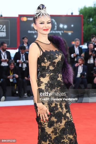 Consuela Di Monaco walks the red carpet ahead of the 'Racer And The Jailbird ' screening during the 74th Venice Film Festival at Sala Grande on...