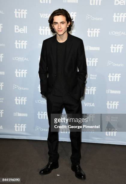 Actor Timothee Chalamet attends the "Lady Gaga: Five Foot Two" press conference during 2017 Toronto International Film Festival at TIFF Bell Lightbox...