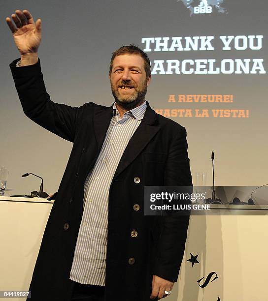 Bread & Butter's Managing Director Karl-Heinz Muller waves after a press conference on January 23, 2009 in Barcelona. It was announced that Bread &...