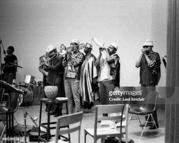 Avant-Garde Jazz Group Sun Ra & His Myth Science Arkestra perform at the Community Arts Auditorium on the campus of Wayne State University in Detroit...