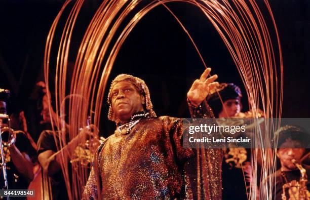 Musician Sun Ra performs at the Hill Auditorium in Ann Arbor on September 23, 1978
