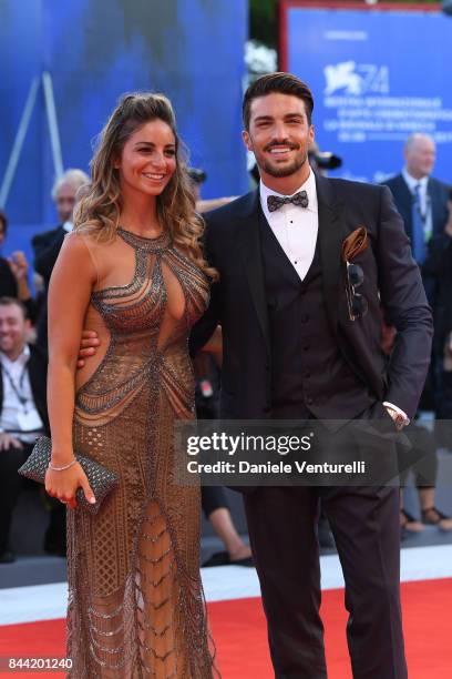 Eleonora Brunacci and Mariano Di Vaio walk the red carpet ahead of the 'Racer And The Jailbird ' screening during the 74th Venice Film Festival at...