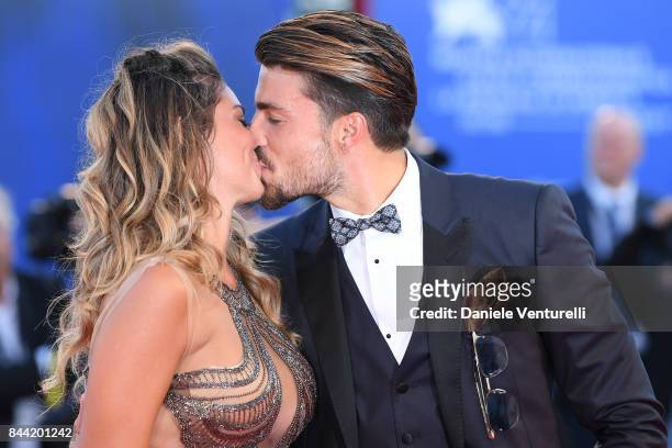 Eleonora Brunacci and Mariano Di Vaio walk the red carpet ahead of the 'Racer And The Jailbird ' screening during the 74th Venice Film Festival at...