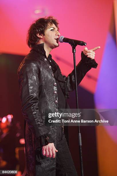 Mikelangelo Loconte of the Mozart Musical Comedy performs at the "Fete de la Chanson Francaise" for France Televisionat the Salle Pleyel on January...