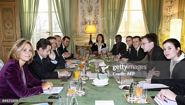 French President Nicolas Sarkozy , France's minister of Higher Education and Research Valerie Pecresse and High commissioner for fighting poverty...