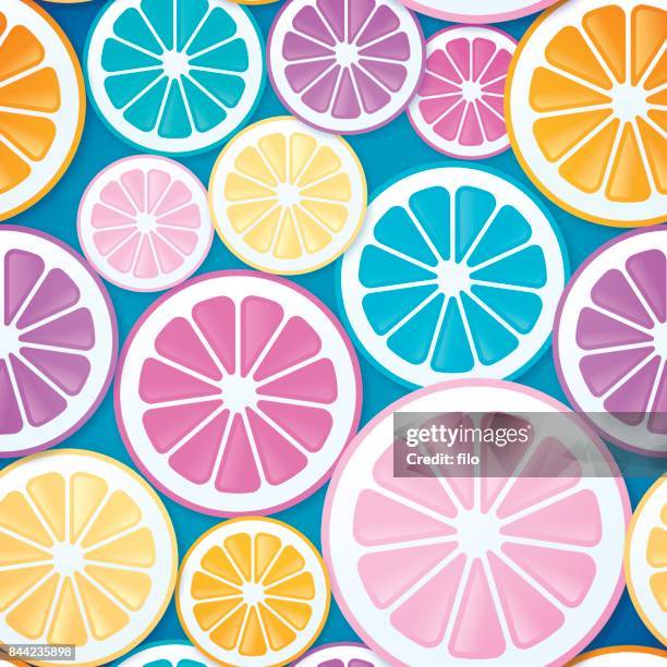 ilustrações de stock, clip art, desenhos animados e ícones de seamless citrus fruit - tropical fruit