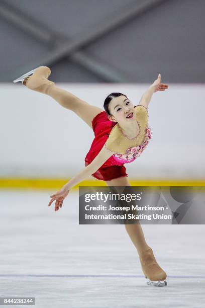 Rika Kihira of Japan competes in the Junior Ladies Free Skating during day 2 of the Riga Cup ISU Junior Grand Prix of Figure Skating at Volvo Sports...