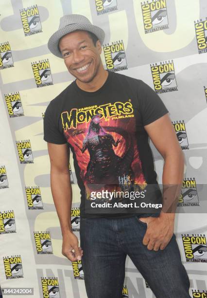 Actor Rico E. Anderson signs autographs on Sunday Day 4 of Comic-Con International on July 23, 2017 in San Diego, California.