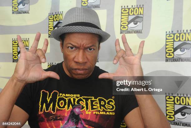 Actor Rico E. Anderson signs autographs on Sunday Day 4 of Comic-Con International on July 23, 2017 in San Diego, California.