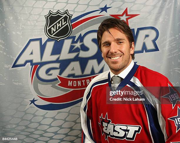 Eastern Conference All-Star Henrik Lundqvist of the New York Rangers poses for a portrait during the 2009 NHL Live Western/Eastern Conference...