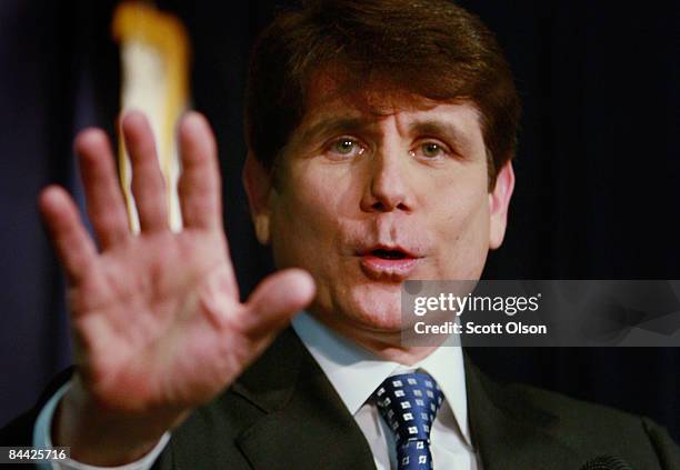 Illinois Governor Rod Blagojevich speaks during a press conference at the Thompson Center January 23, 2009 in Chicago, Illinois. The Illinois Senate...