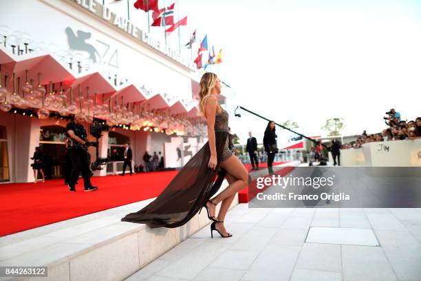 Alice Campello walks the red carpet ahead of the 'Racer And The Jailbird ' screening during the 74th Venice Film Festival at Sala Grande on September...