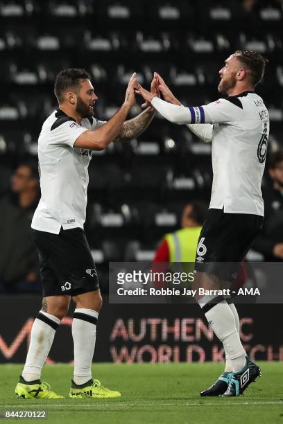 Bradley Johnson of Derby County celebrates after scoring a goal to make it 4-0 during the Sky Bet Championship match between Derby County and Hull...