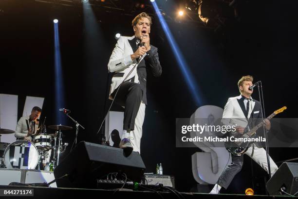 Pelle Almqvist lead singer of the Swedish garage rock band The Hives performs in concert at Grona Lund on September 8, 2017 in Stockholm, Sweden.
