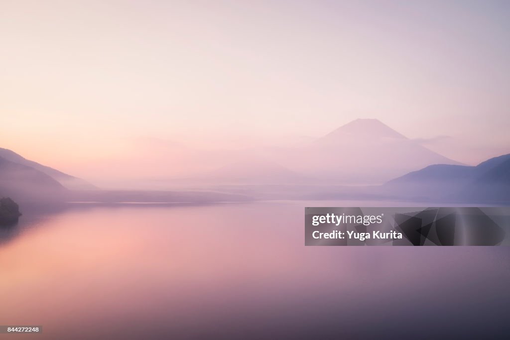 Mt. Fuji over a Foggy Lake