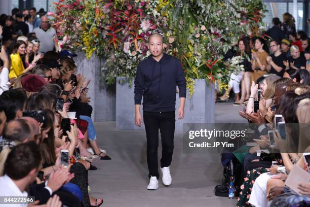 Designer Jason Wu walks the runway at the Jason Wu SS 2018 Collection at Fulton Market during New York Fashion Week on September 8, 2017 in New York...