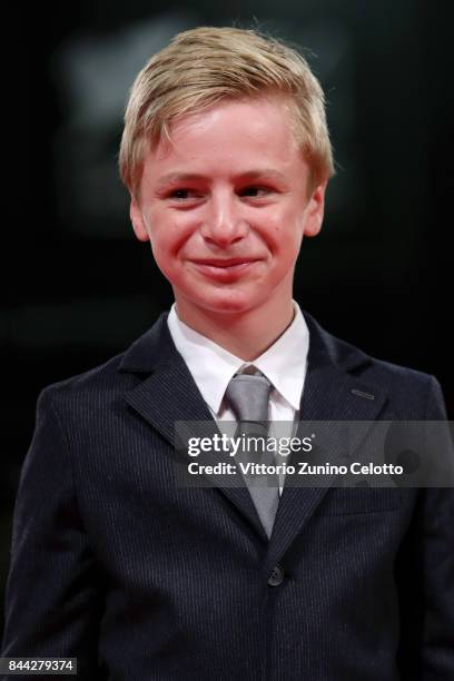 Thomas Gioria walks the red carpet ahead of the 'Jusqu'a La Garde' screening during the 74th Venice Film Festival at Sala Grande on September 8, 2017...