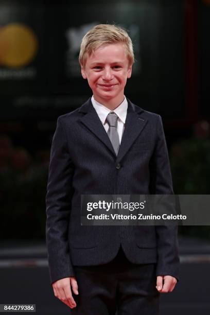 Thomas Gioria walks the red carpet ahead of the 'Jusqu'a La Garde' screening during the 74th Venice Film Festival at Sala Grande on September 8, 2017...