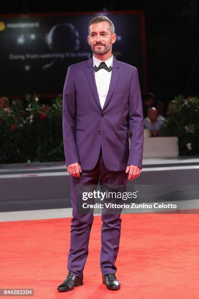 Xavier Legrand walks the red carpet ahead of the 'Jusqu'a La Garde' screening during the 74th Venice Film Festival at Sala Grande on September 8,...