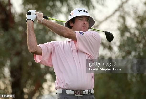 Bubba Watson hits his tee shot on the 11th hole at the SilverRock Resort during the third round of the Bob Hope Chrysler Classic on January 23, 2009...