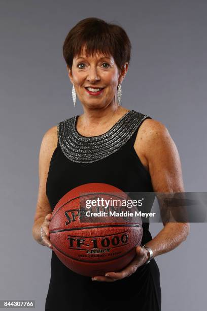 Naismith Memorial Basketball Hall of Fame Class of 2017 enshrinee Muffet McGraw poses for a portrait at the Naismith Memorial Basketball Hall of Fame...