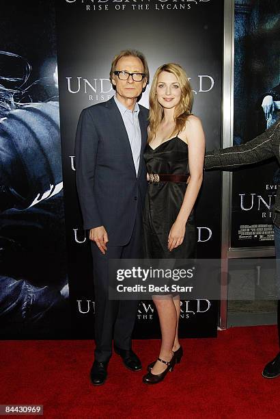 Actor Bill Nighy and Lorraine Stewart arrive at the premiere of "Underworld - Rise of the Lycans" at the Cinerama Dome on January 22, 2009 in Los...