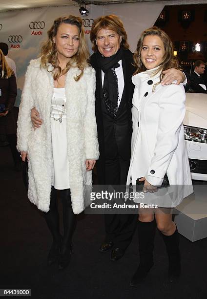 Hansi Hinterseer with his wife Ramona and daughter Laura attend the Audi Night at Hotel 'Zur Tenne' on January 23, 2009 in Kitzbuehel, Austria.