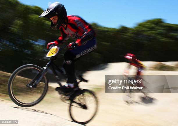 Timothy O'Sullivan in action during the Auckland BMX Championships held at the East City BMX Track January 24, 2009 in Auckland, New Zealand.