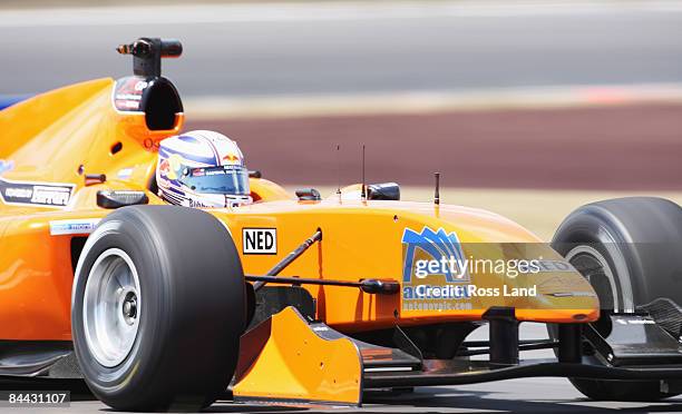Robert Doornbos of the Netherlands in action during qualifying for the New Zealand A1 Grand Prix at the Taupo Race Track January 24, 2009 in Taupo,...