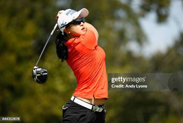 Sei Young Kim of the Republic of Korea hits her tee shot on the 5th hole during the second round of the Indy Women In Tech Championship-Presented By...